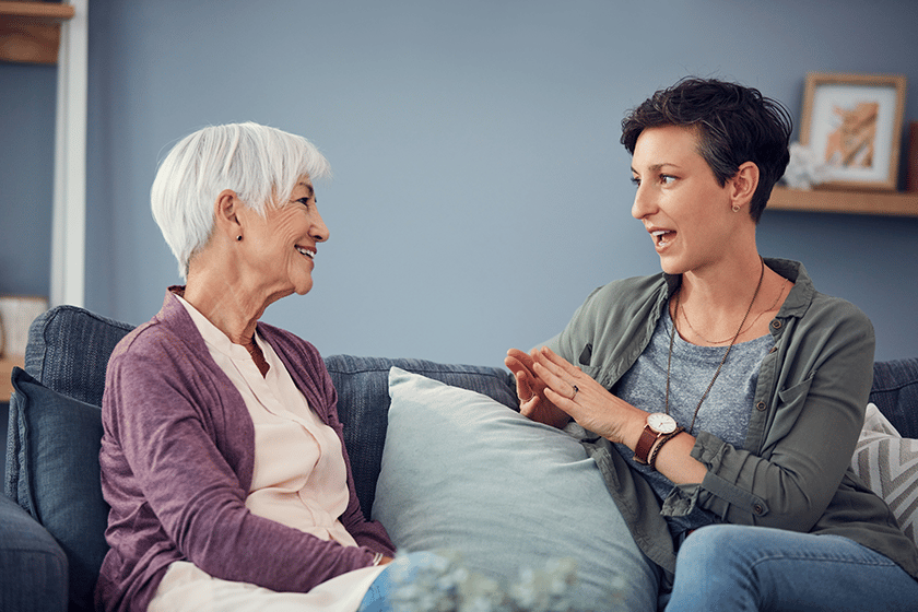 Theyve always shared everything with each other. an affectionate young woman having a conversation with her senior mother in their living room at home 